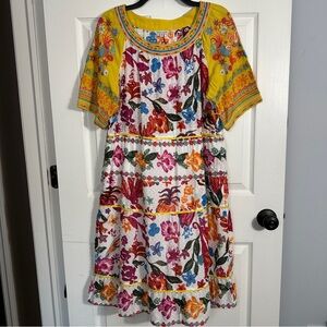 John Mark multicolor floral midi dress sz. M, cottagecore, embroidered, boho